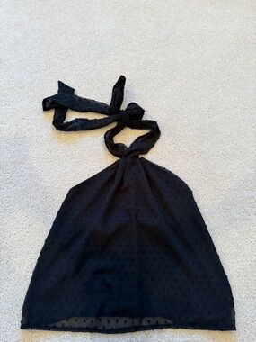 Black Swiss Dot Halter Neck Top